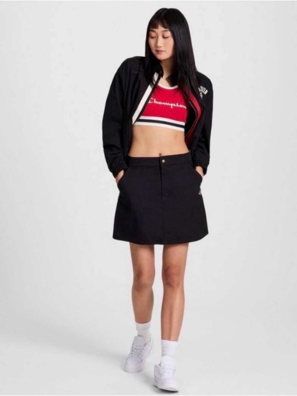 Champion Game Day Matching Set Black Zip Top + Skirt NWT Small / 2